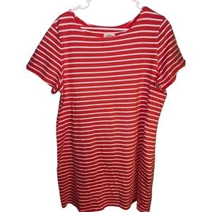 Joules Red White‎ Striped Nautical T-Shirt Dress Short Sleeve US 16 UK 20 EU 48